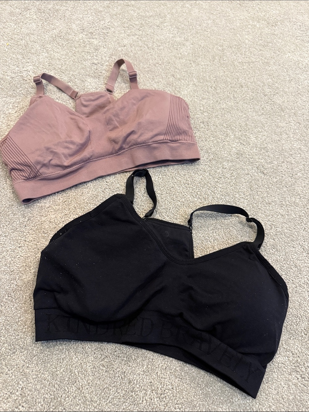 Kindred Bravely Mauve and Black Nursing + Pumping Friendly Sports Bras
